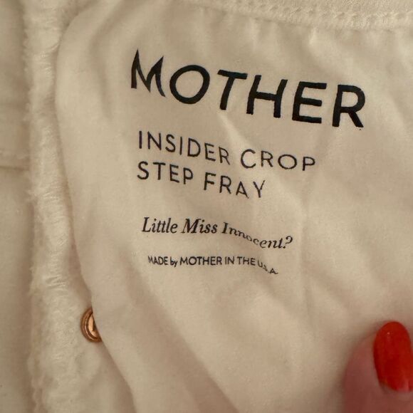 MOTHER The Insider Crop Step Fray Jeans Little Miss Innocent White Size 31 - Picture 5 of 7